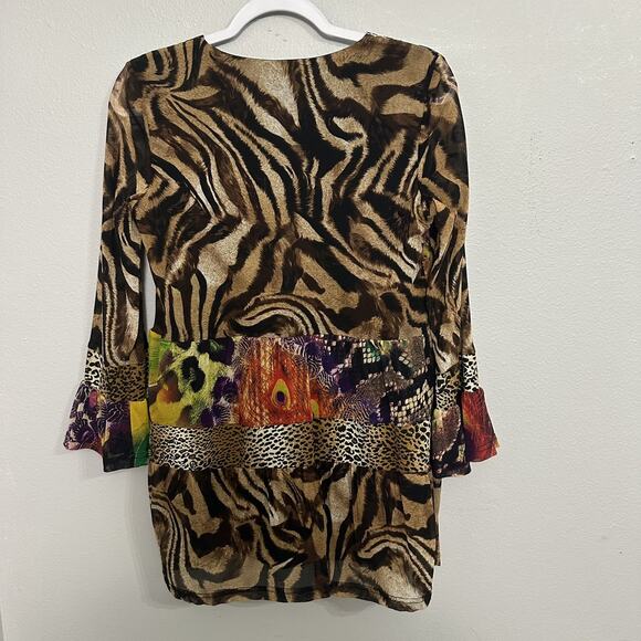 Calessa Vibrant Blouse Top Colorful Lined Wearable Art Boho Western Womens Small - Picture 6 of 10